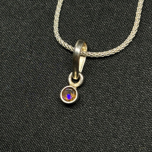 Natural Minimalist Blue Splatter Lightning Ridge Opal Necklace - Picture 4 of 4